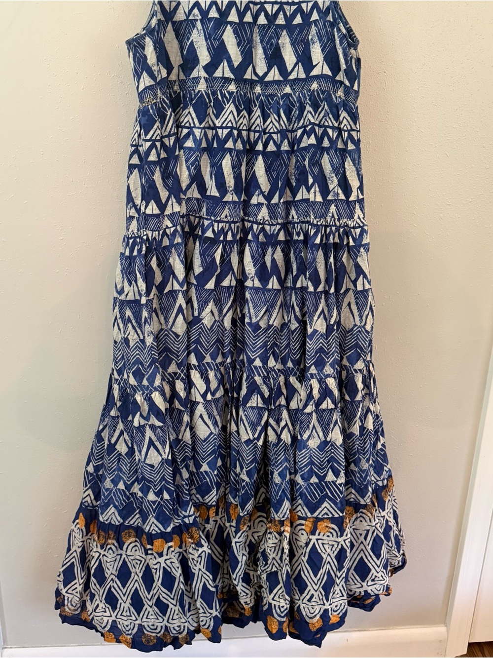 Anthropologie Blue Tiered Flowy Abstract Maxi Dress Size Medium - Picture 9 of 13